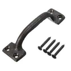 Black Cabinet Door Handle Antique Rustic Style Room Handle Cabinet Door Cast Iron Gate Pull With Screws for Home Door Hardware