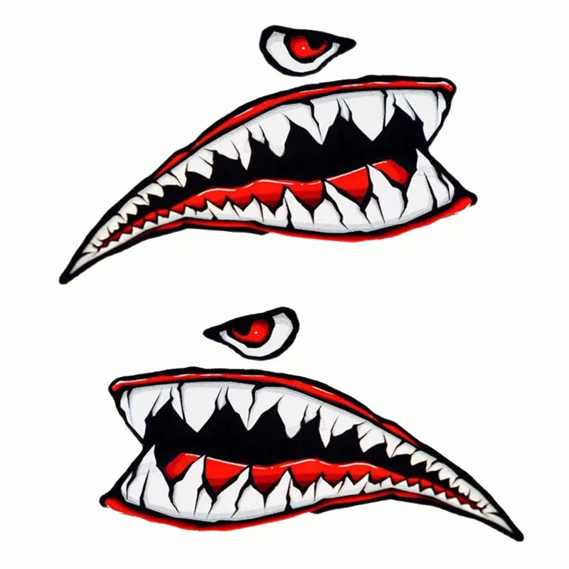 1SET Cool Shark Mouth Red White Black Vinyl Sticker Waterproof Decal Car Motorbike Body Scooter Bicycle Surface Styling Decor