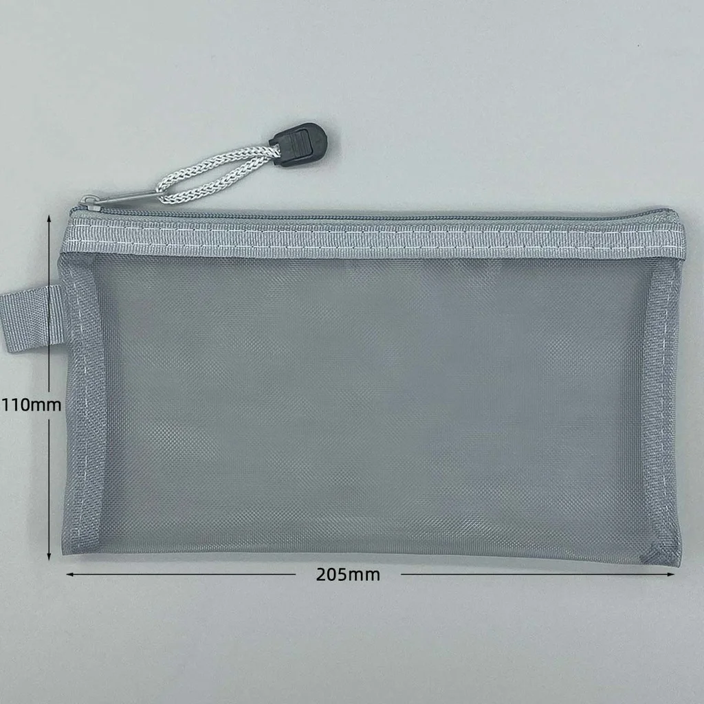 1-3Pcs Transparent Mesh Pencil Case Large Capacity Storage Bag Nylon Zip Pencil Bag Office School Supplies office supplies - view 6