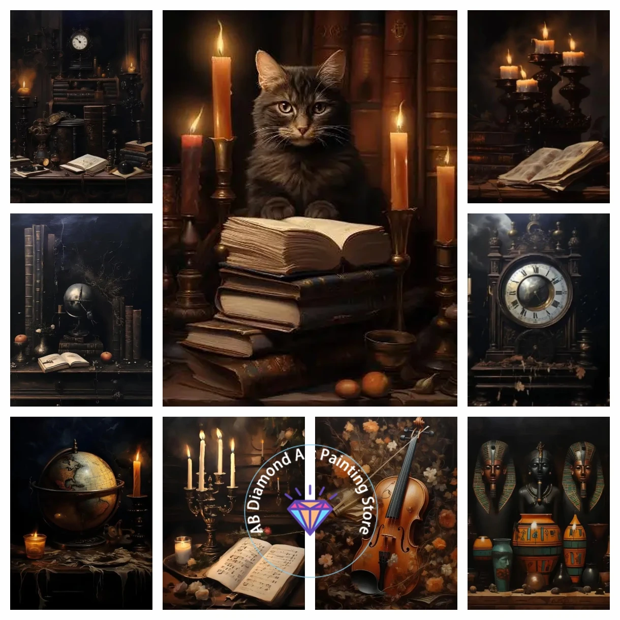 

AB Diamond Painting Art Stitch 5D DIY MosaicGothic Vintage Phonograph Antique Aesthetic Dark Academy Butterfly Crow Embroidery