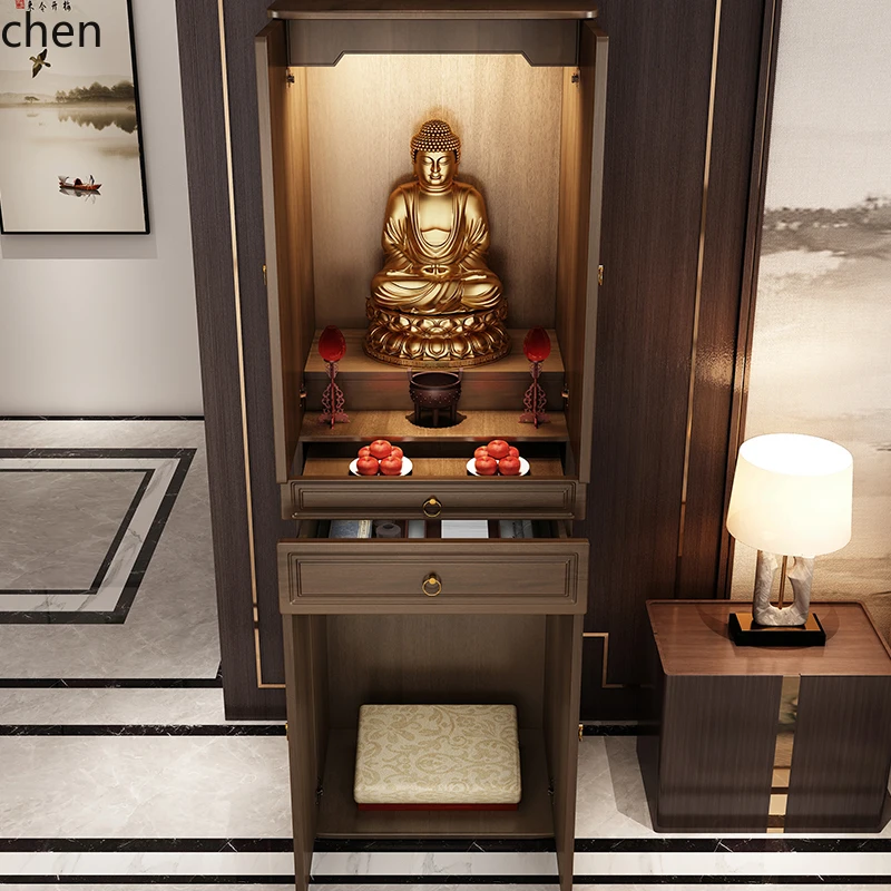 ZML الخشب الصلب ضريح بوذي إله الثروة خزانة لطاولة تمثال بوذا المنزلي غرفة المعيشة طاولة قوانيين للطاولة #3