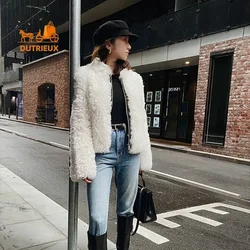 New Winter Coat for Women, Half Turtleneck Genuine Fur White Elegant Coat Gentle Warm Loose Version Jacket for Work and Travel