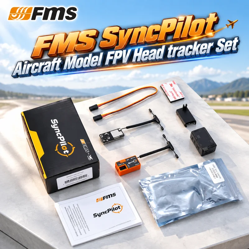 FMS SyncPilot Aircraft Model FPV Head tracker Set Two-axis Steering Gear Pan-tilt Picture Transmission Base System For RC Model
