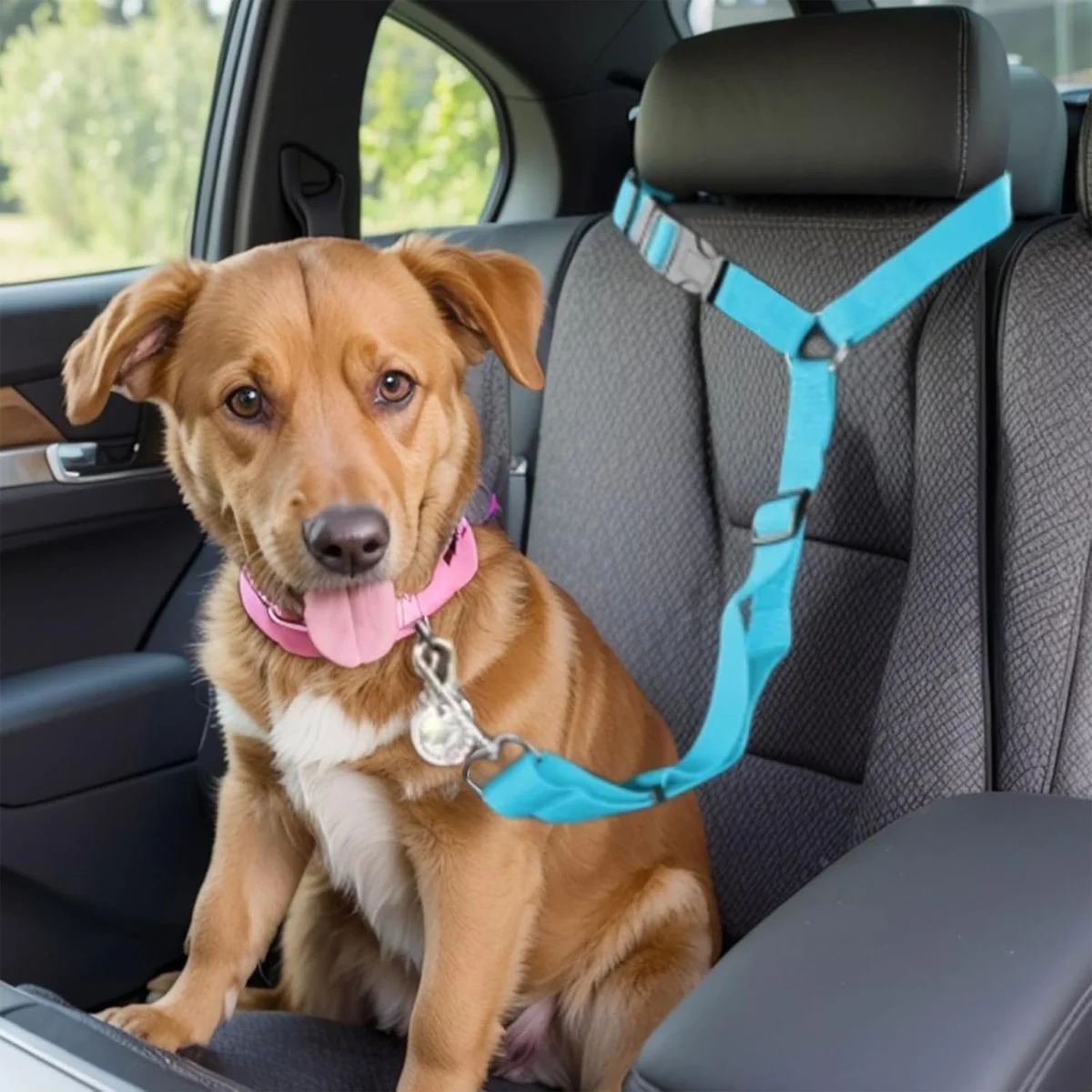 Cat & Dog Vehicle Towing Ropes Safety Belts Adjustable Pet Seat Protectors Travel Car Straps Accessories