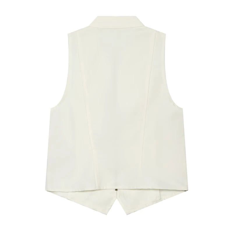 Guobioziy 2026 New Women's Fashion Solid Color Stand Collar Vest Sleeveless Motor Style Short Waistcoat with Pockets