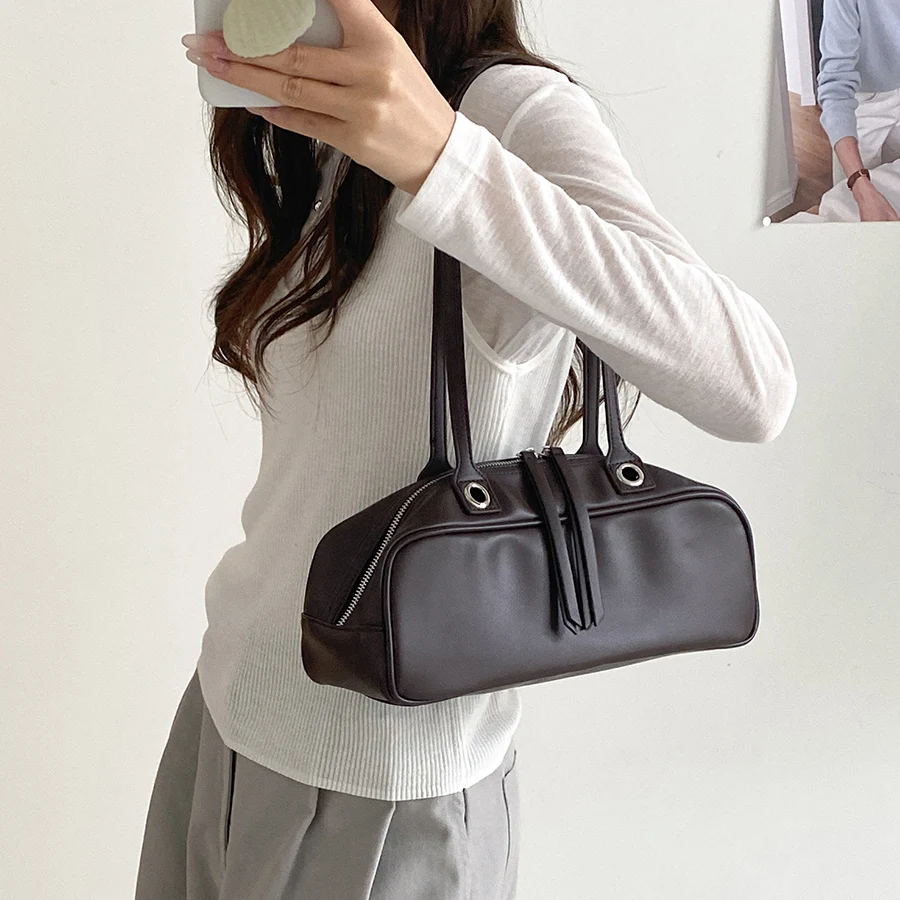 Commuter Y2K Shoulder Bags for Women Luxury Designer Boston Handbags Pure Color Causal Bag Big Capacity Pillow Underarm Bag Sac