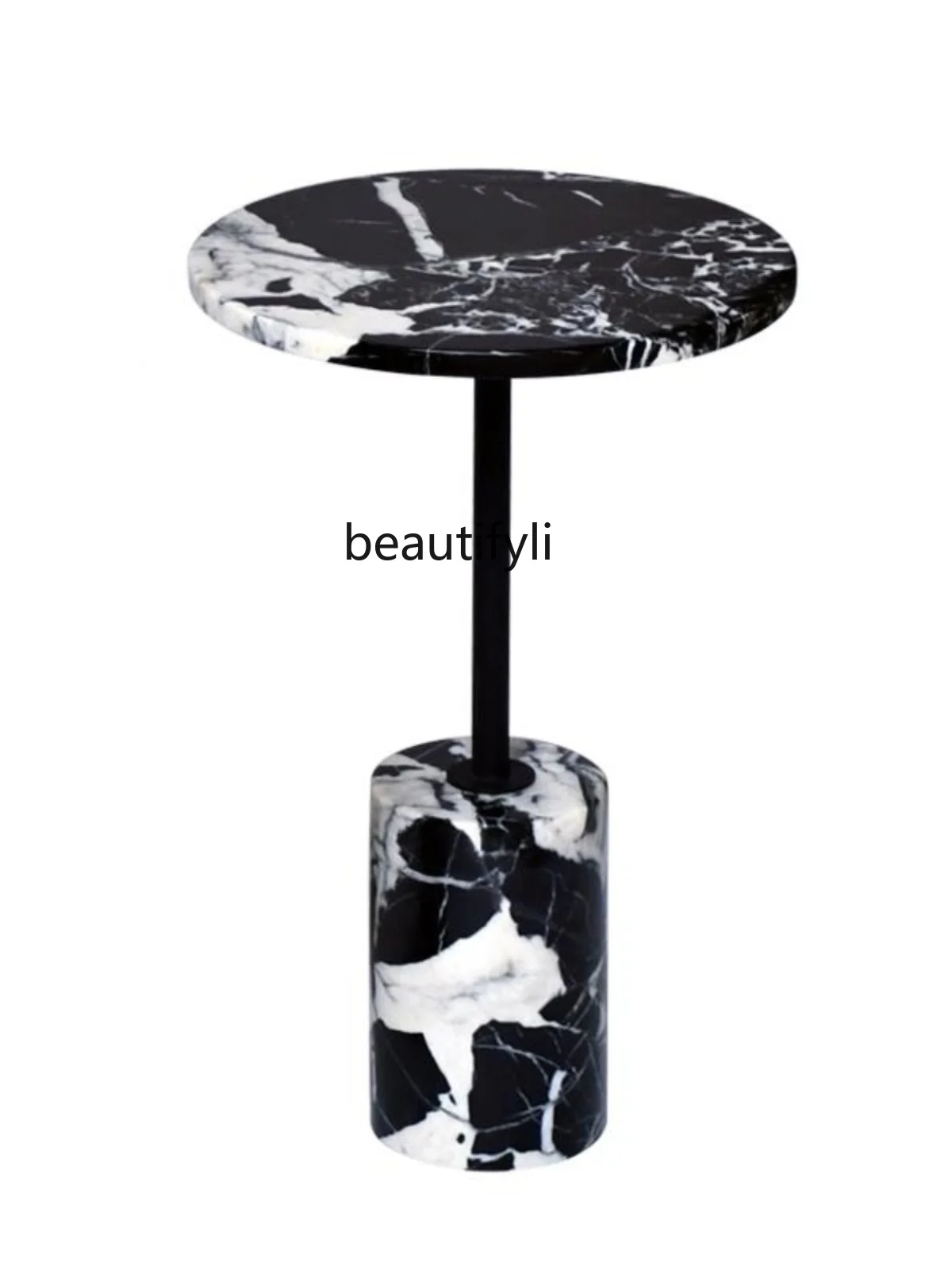 Nordic Black Luxury Stone Sofa Side Table Corner Table Light Luxury Modern Marble Bedside Small round Table