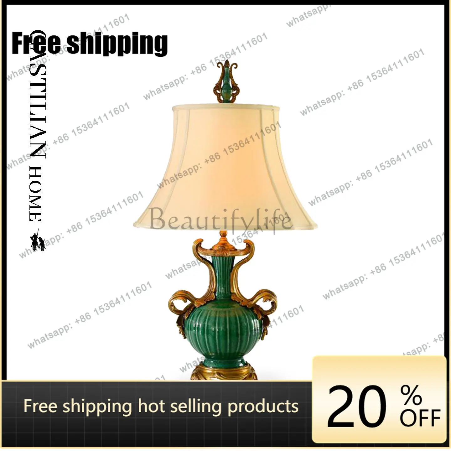 HOT Chinese emerald retro desk lamp antique artistic decorative atmosphere light 25031