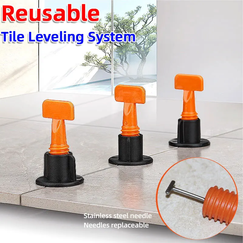 Reusable Tile Leveling System Clips for Tile Laying Flat Ceramic Floor Wall Construction Tools Tile Spacers Leveling System