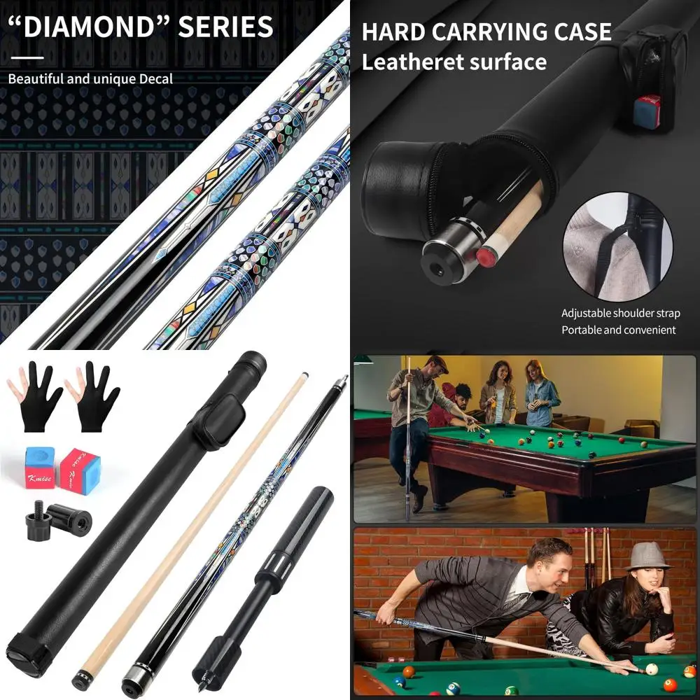 

Canadian Maple Pool Cues, 18-20oz, Telescopic Carbon Fiber Extension, Ideal for Adults & Bar Billiards