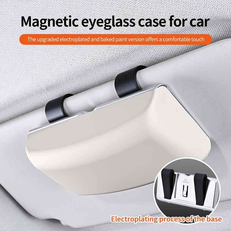 Magnetic Switch Car Glasses Box Portable Car Sun Visor Sunglasses Holder Car Eyeglass Case Portable Electroplated Glasses Box