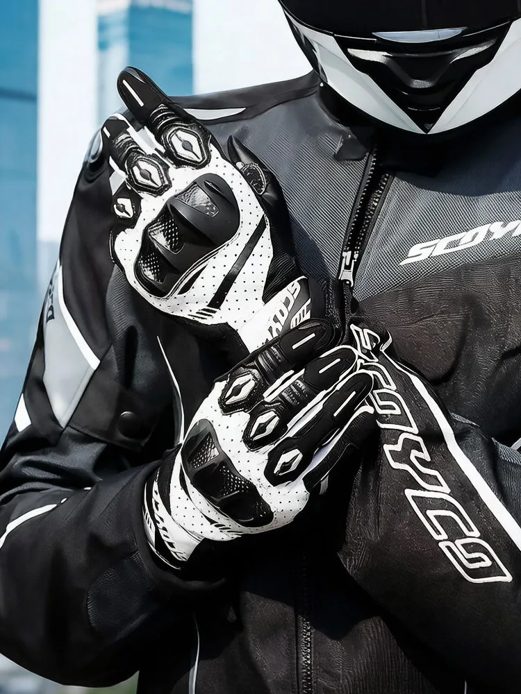SCOYCO Summer Motorcycle Gloves Microfiber Punching Ventilate Touch Screen Carbon Fiber TPU Protection Motocross Gloves