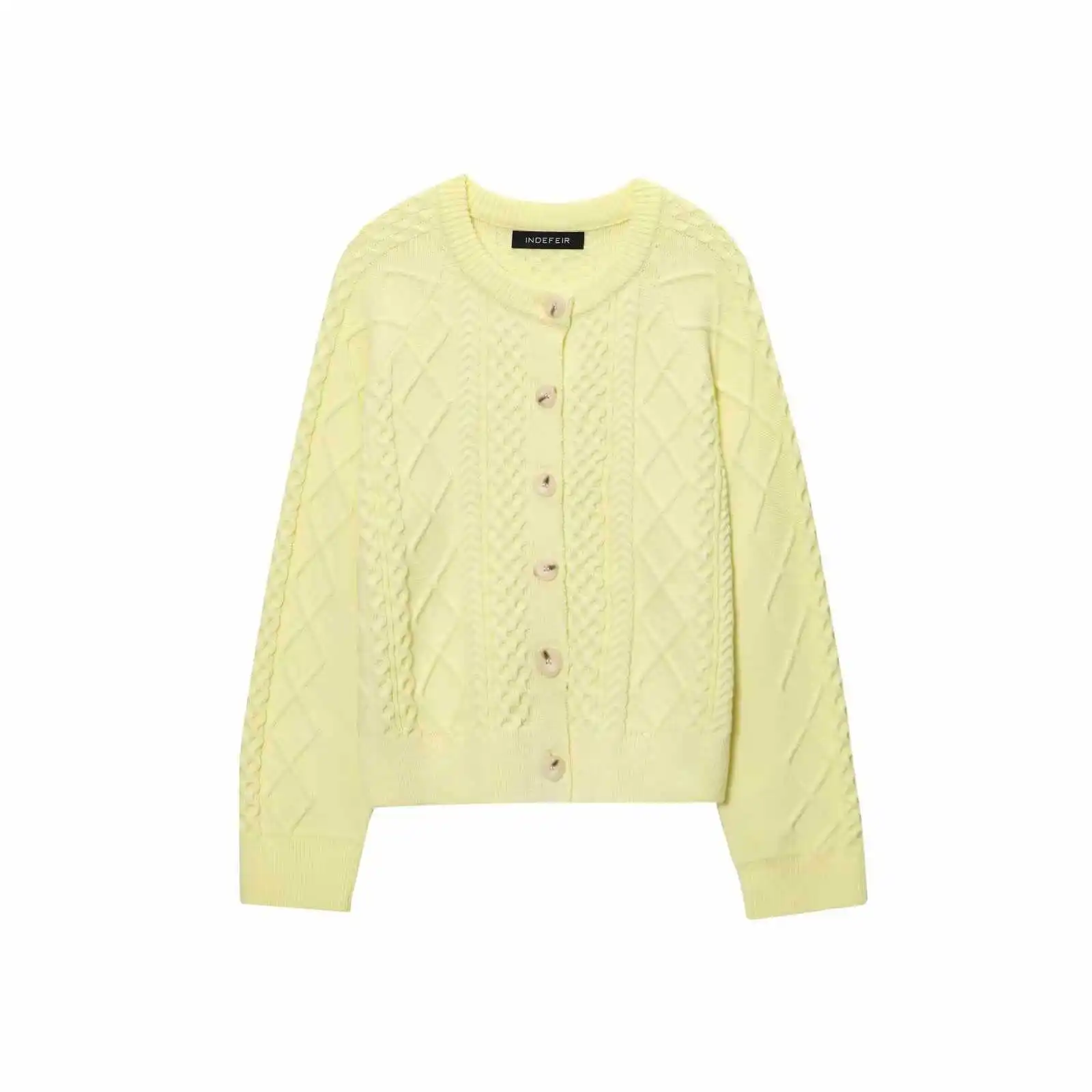 

Women's Long Sleeve Round Neck Knitted Jacket Single Button European Style Outerwear Autumn Fashion Casual Top