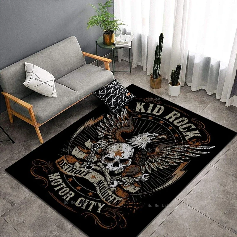 Sinister Gothic Fantasy Visual Art Howl Eagle Fort William Vintage Kid Rock Band Logo Flannel Floor Rug By Ho Me Lili Home Decor