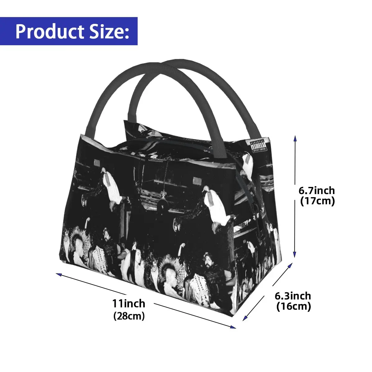 Rapper Playboi Carti Die Lit Insulated Lunch Bag for Women Bento Storage Food Boxes Container Cooler Thermal Lunch Box Tote