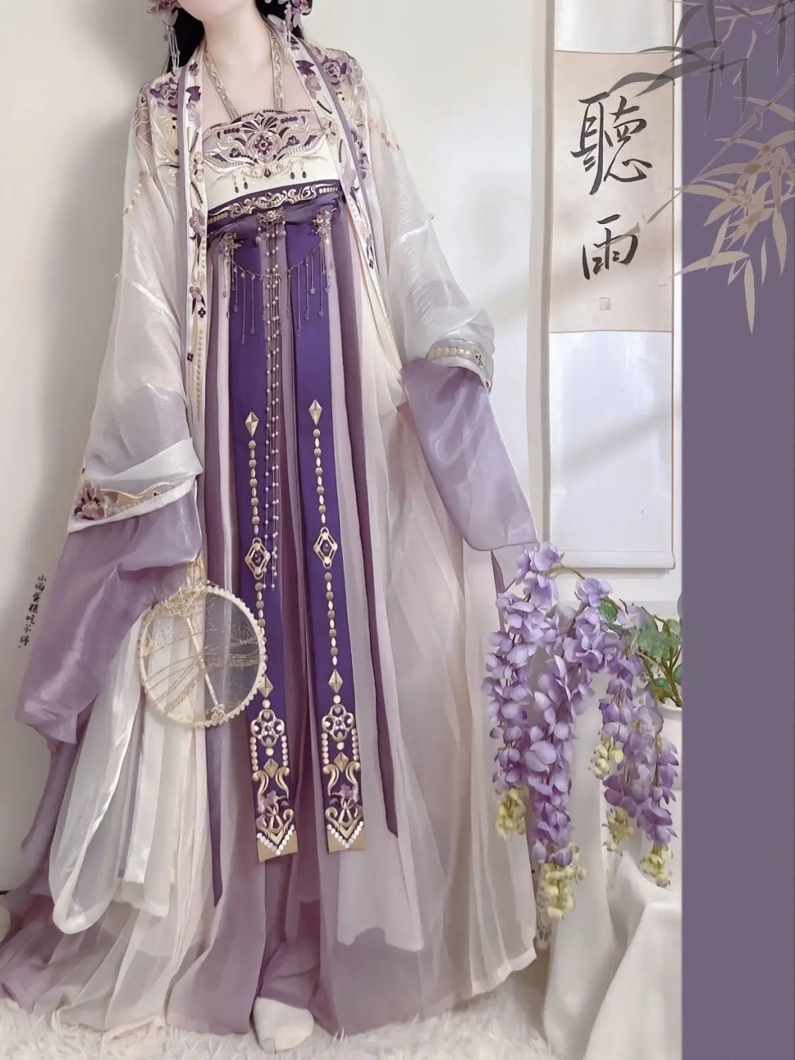 Ruwu Hanfu, Hezi Tang made large sleeved fairy new set, spring and summer heavy work, chest length embroidery, hair out of print