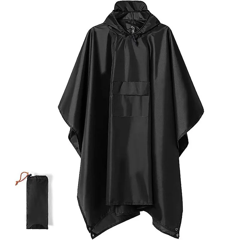 

Hooded Rain Poncho for Adult with Pocket, Multifunction Waterproof Lightweight Unisex Raincoat for Hiking Camping Emergency