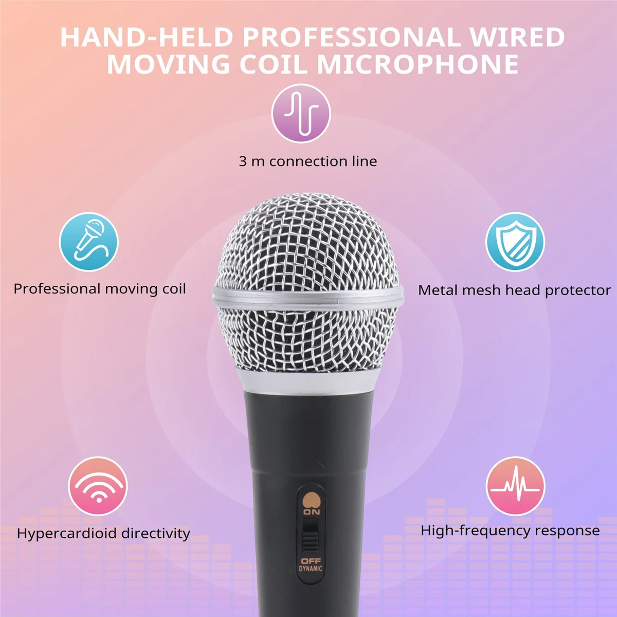 Karaoke Microphone Handheld Professional Wired Dynamic Microphone Clear Voice Mic for Karaoke Vocal Music Performance YDH