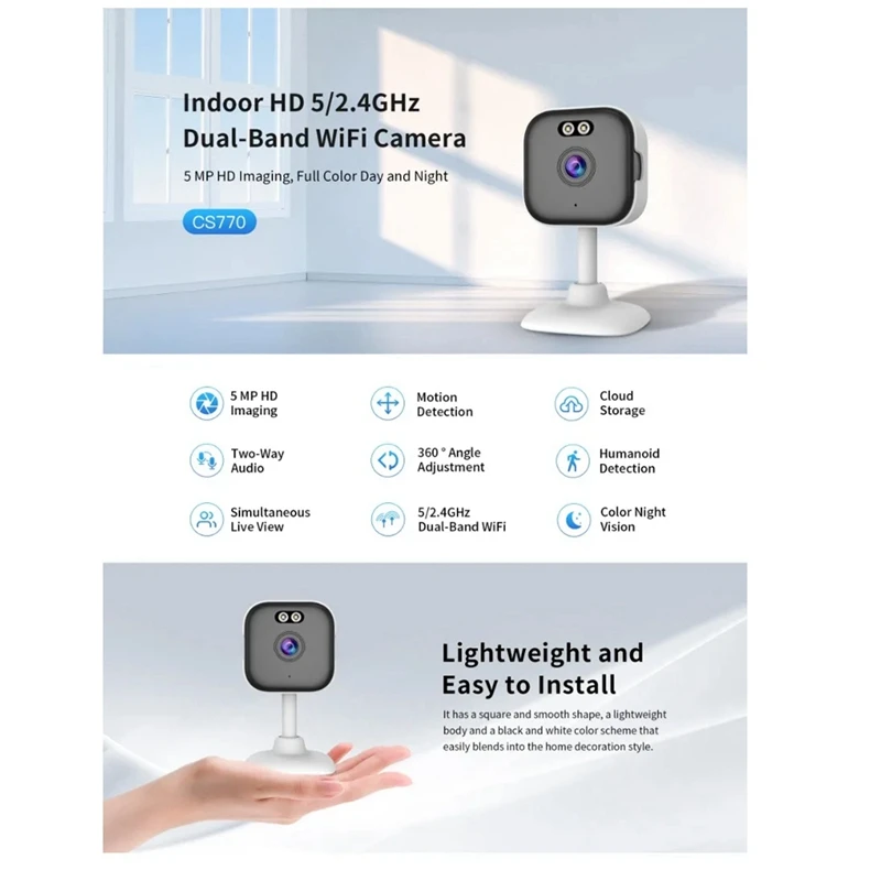 Ежедневная 3-мегапиксельная камера безопасности, двухдиапазонная, 2,4G, 5G, Wi-Fi, IP-камера, AI, обнаружение гуманоидов, домашняя безопасность, CCTV, радионяня