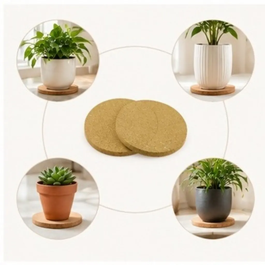 2Pcs Cork Plant Coaster Flowerpot Plate Pad Garden Planter Mat Potted Plant Cushion Scratch-Proof Furniture Protection Saucer