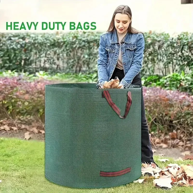 60L-500L Reusable Garden Bag Large Capacity Leaf Sack Light Trash Can Foldable Garden Garbage Waste Container Storage Bag