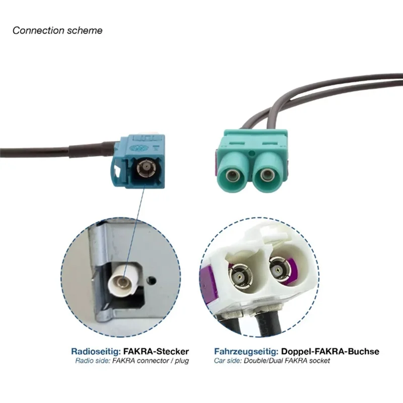 AS95-Y-アンテナラジオアダプタ 2 FAKRA オスヘッドから 1 FAKRA メスヘッドラジオアンテナアダプタコネクタ VW/