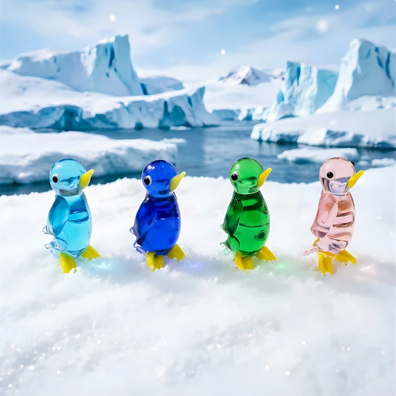 

Miniature Glass Penguin Figurine Cute Marine Animal Ornaments Home Table Room Decor Collection New Year Christmas Gifts for Kids