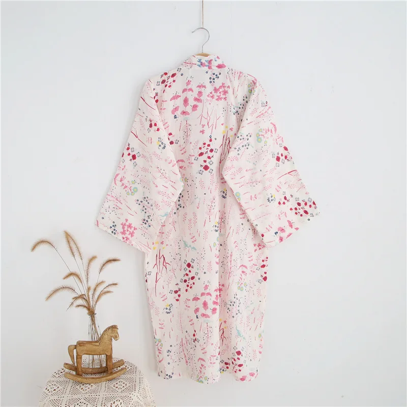 New Japanese Kimono Summer Home Wear Bathrobe Sleepwear Women\'s Cotton Robe V-neck Dressing Gown batas de dormir para mujer