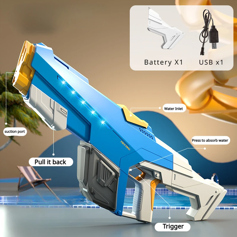 مسدس مياه إطلاق نار مستمر كهربائي ، لعبة إطلاق نار سريع بسعة كبيرة ، مسدس وردي للصبي ، مسبح شاطئ صيفي ، هدية #6