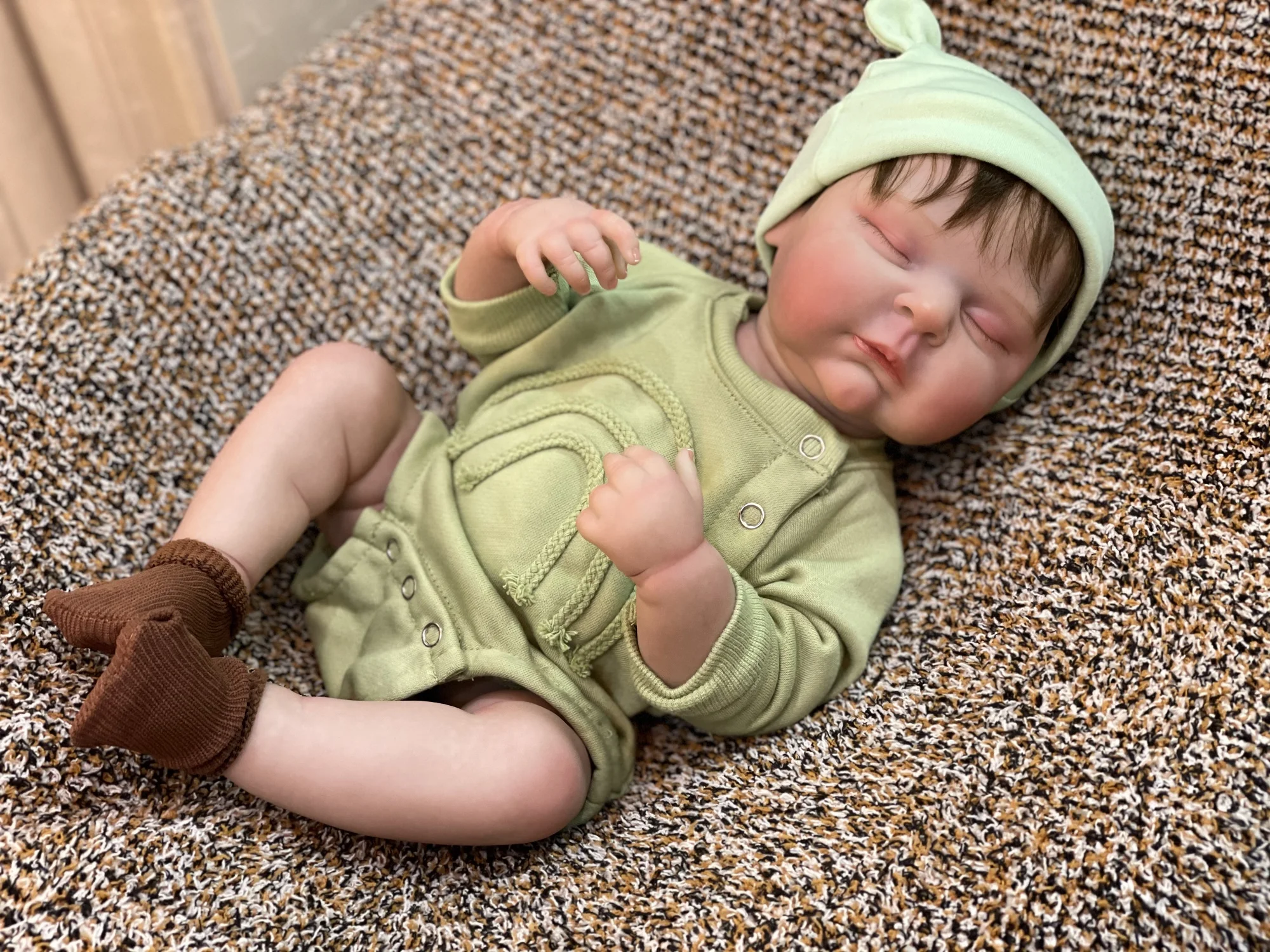 

50cm Waterproof Peaches Reborn Baby Girl With Rooted Hair Full Body Vinyl Bebe Reborn Lifelike Real Reborn Dolls Visible Veins