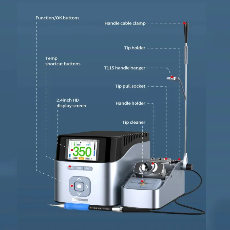 AIxun T410 T405 Dual-channel Soldering Station 100W Smart Rapid Heating T115 T210 Handle for Phone SMB BGA PCB Welding Repair