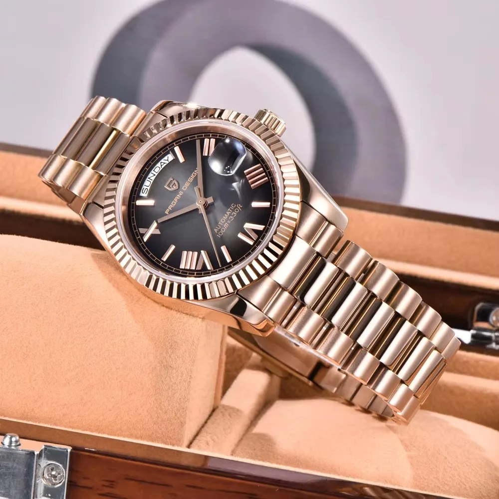 2026 New PAGANI DESIGN DD36 Rose Gold Men's Watches Luxury Mechanical Automatic Watch For Men Date Waterproof AR Sapphire Clock image 6