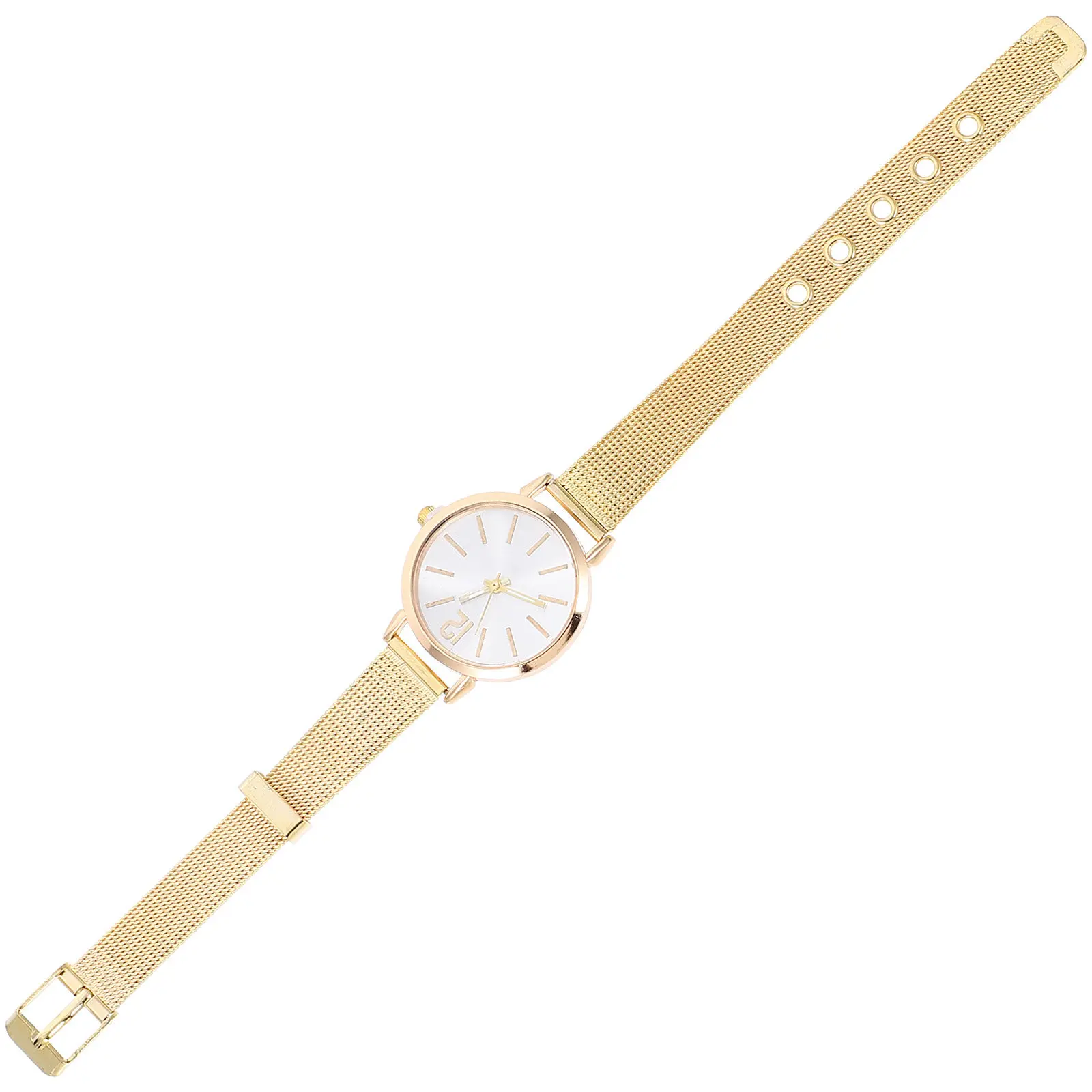 Analog Quartz Watch Lady Wrist Watches For Teen Women Golden Alloy Case Mesh Belt Bracelet Stylish Fashion