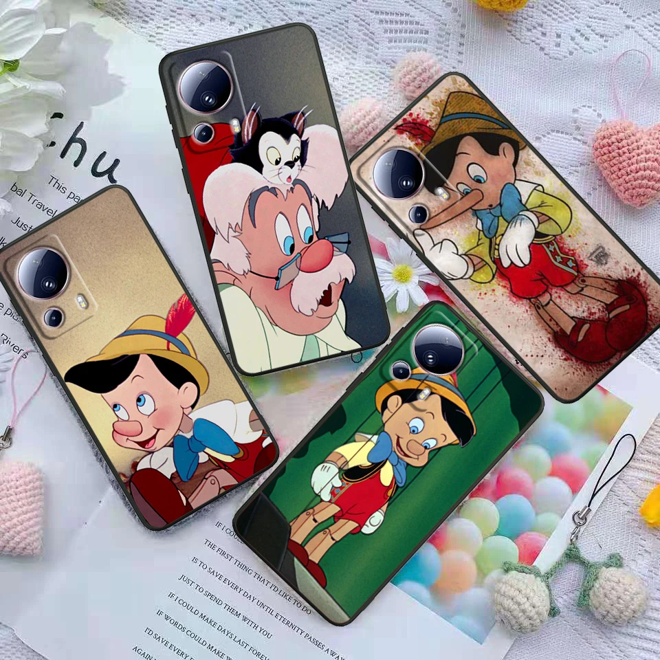 Disney Pinocchio Cover For Xiaomi Mi 14 13 12X 12 11 11T 11i 10T 10 Pro Lite Ultra 5G Black Phone Case