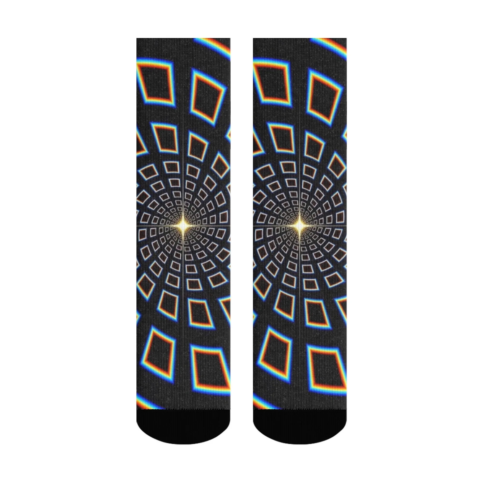 Psychedelic Geometric Vortex Herrensocken, bequeme, rutschfeste, atmungsaktive Sportsocken, Retro-Street-Kreativ-Reisesocken, Geschenke