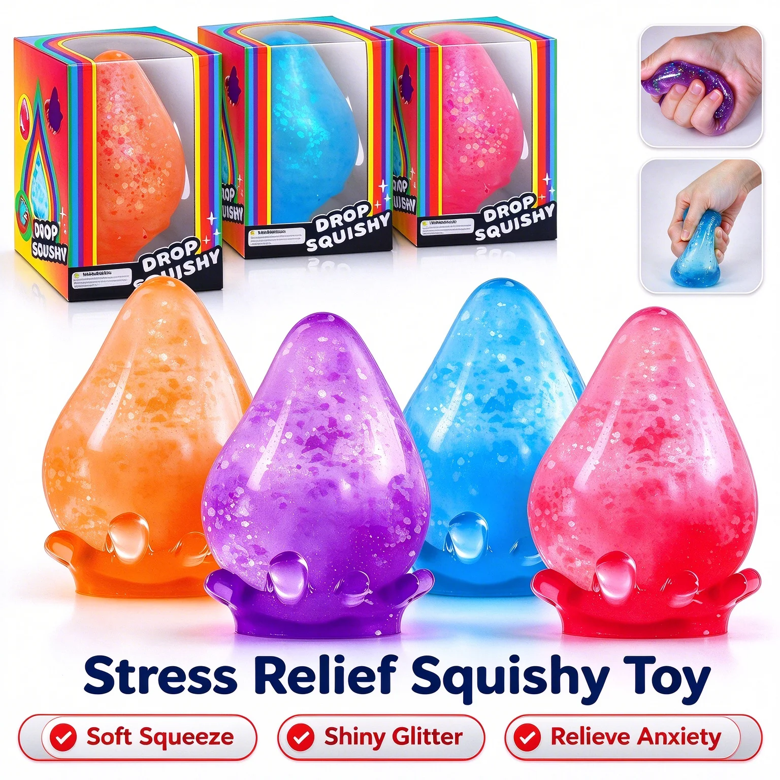 NeeDoh Soft And Big Water Drops Pinch Simulation Dream Water Drop Slow Rebound Pinch Ornament Office Relaxation Pinch Ornaments