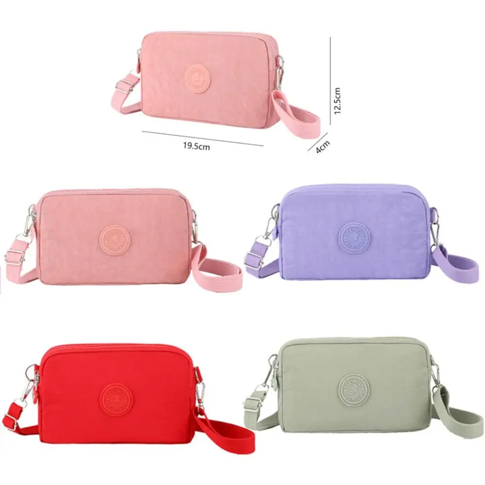 Canvas Mobile Phone Bag Simple Style Waterproof Nylon Crossbody Bag Solid Color Wear-resistant Handbag Male Female