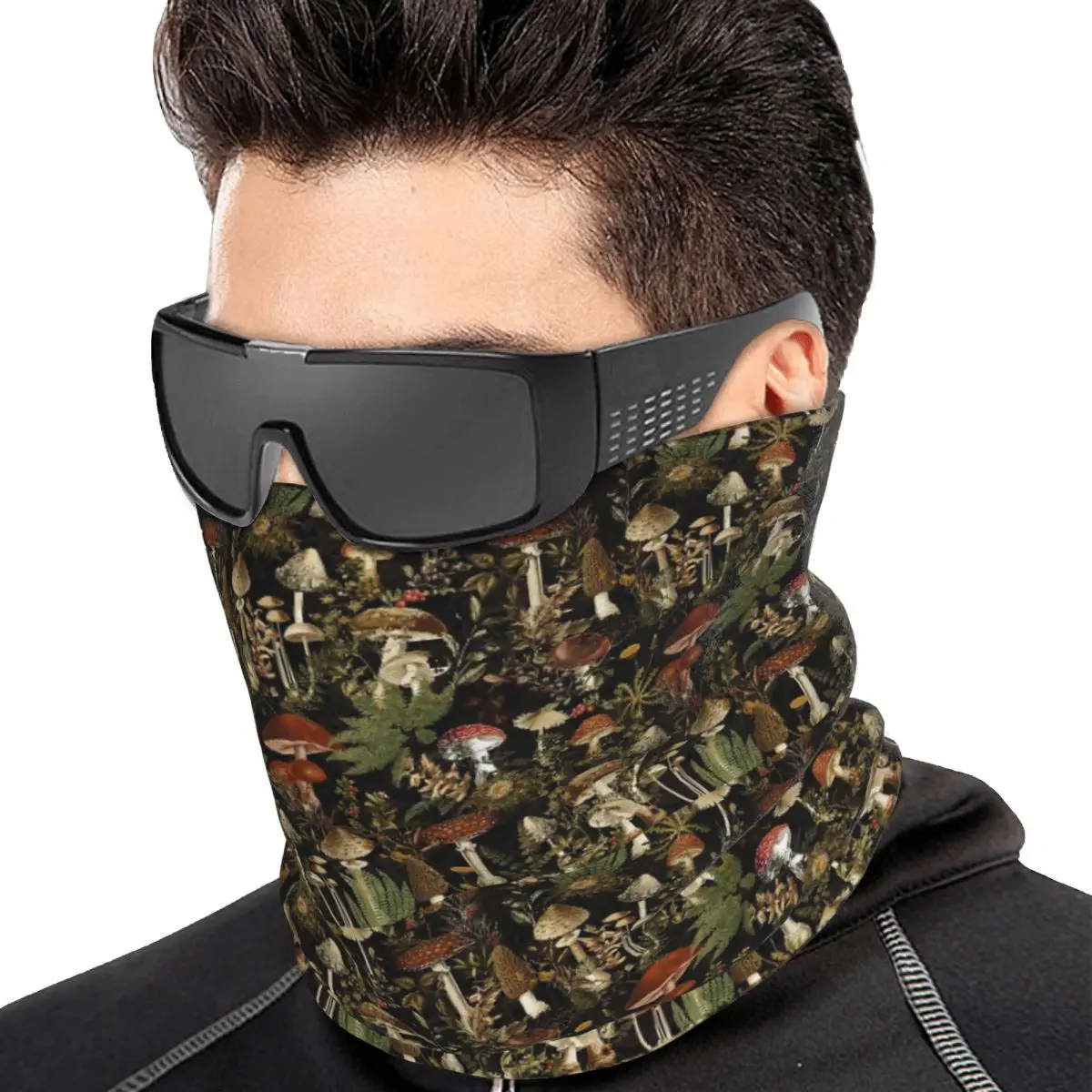 Midnight Mushrooms Forest Botanical Night Garden Bandana Neck Cover Printed Wrap Scarf Multifunction Balaclava Adult Washable