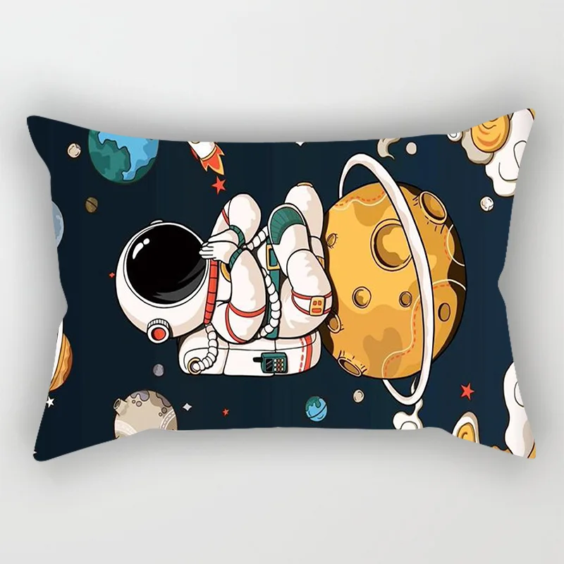 Astronaut Space Dunk Riding Dinosaur Playing Guitar pattern Pillow Covers Short Plush Rectangle Small Large Pillow Cases