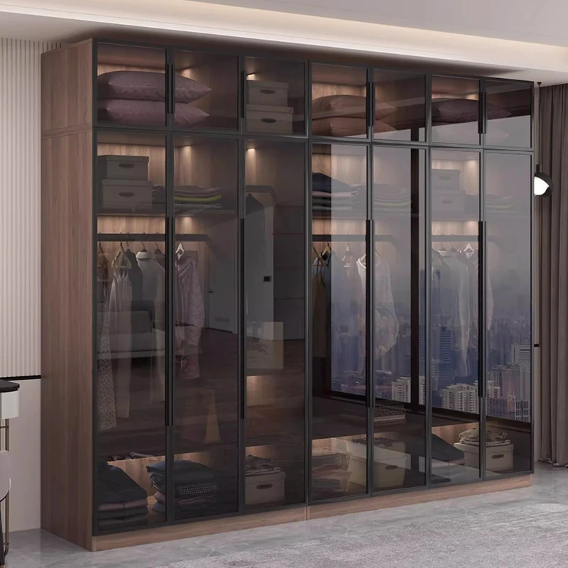 Glass Light Luxury Corner Cloakroom Wardrobe Double Clothes Closet Cabinets and Wardrobes Cabinet Dressing Clothe Home Furniture