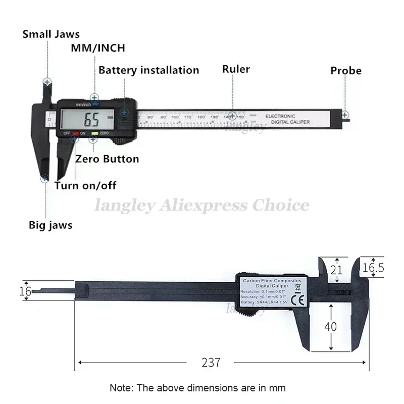 Plastic Vernier Caliper Digital Display Caliper Mini Text Play Caliper Vernier Ruler 100 150mm for Watch Repair Measuring Tools image 3
