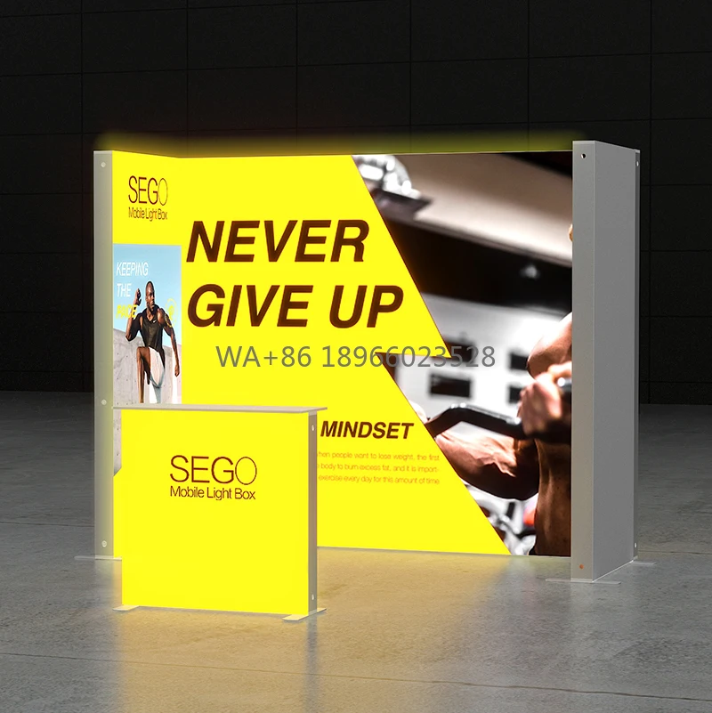 SEGO 10x8ft Small LED Advertising Trade Show Booth Easy Set up Modular Aluminum Exhibition Stands Display for Event