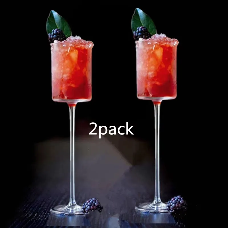 2/1cs Crystal Tall Kimura Series Crystal Tall Cocktail Glass Straight Martini Glass, Personality Champagne Glass Dessert Glasses