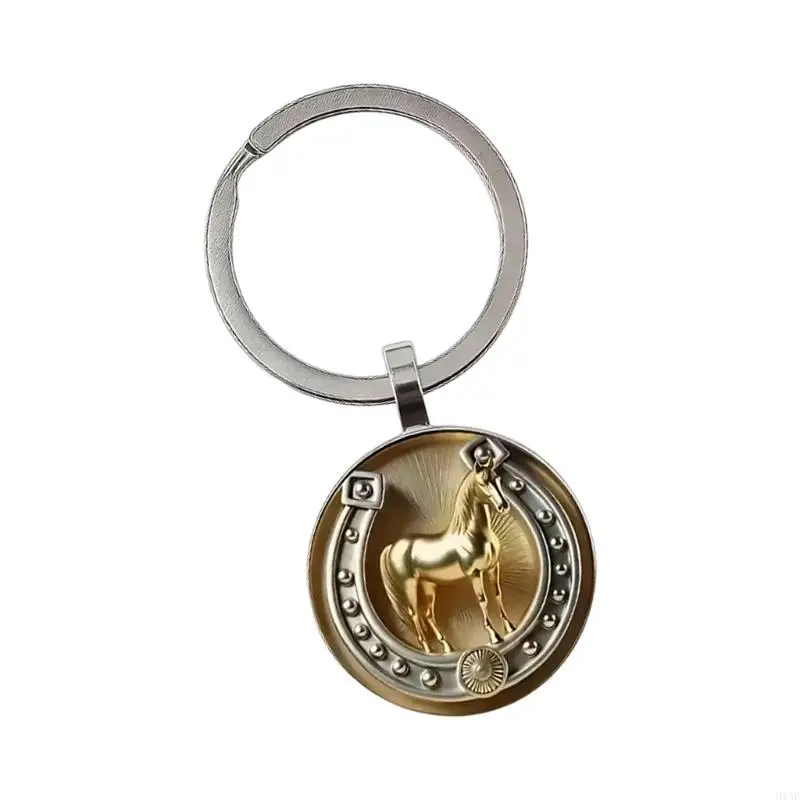 91AF Exquisite Embossed 2D Horseshoe Design Chain Accessory for Keyring or Necklace Use