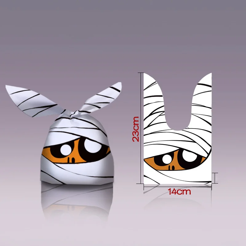 10/20 stücke Halloween Plastiktüten Kaninchen Ohr Süßigkeiten Tasche für Kinder Geschenk Kekse Dessert DIY Verpackung Zubehör Backen Dekor – Detail 3
