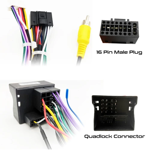 Imagen 2 del producto Arnés de cableado Quadlock para coche, decodificador CAN Bus, enchufe de 16 Pines, entrada de cámara, unidad principal Android, adaptador de Cable para MG ZS EV GS HS 3 5 6