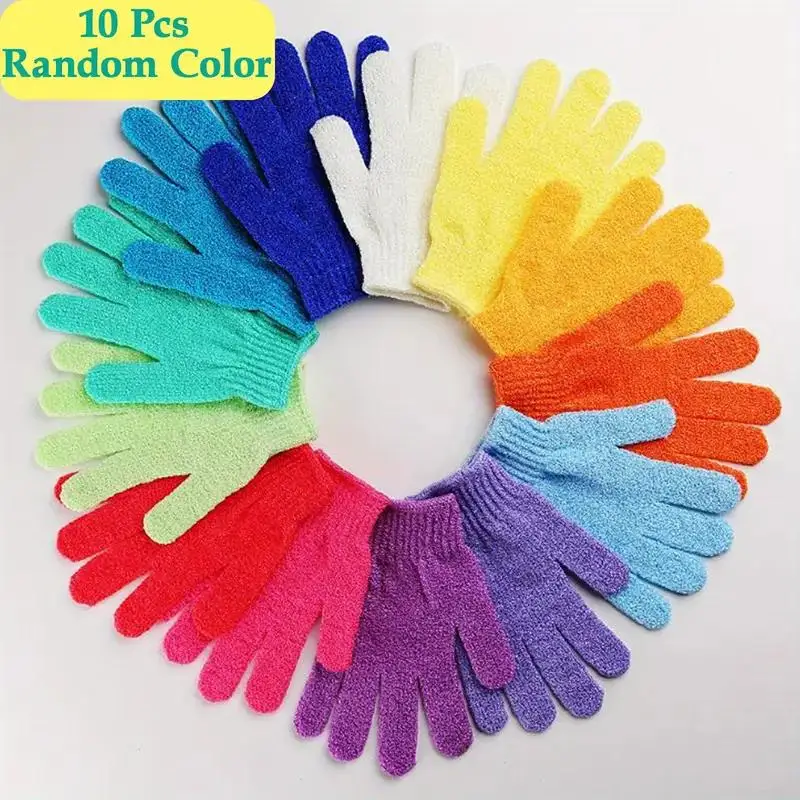 Image of 10 Stück Peeling-Handschuhe für Körperpeeling, Mattierte Duschhandschuhe für Frauen, Essentielle Badezimmer-Accessoires für Glatte Haut
