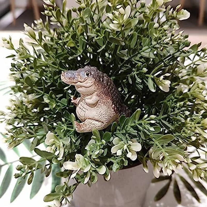 1 Piece Alligator Baby Statue Ornament Garden Animals Figurine As Shown Animal Sculpture For Cute Mini Indoor Home Decoration