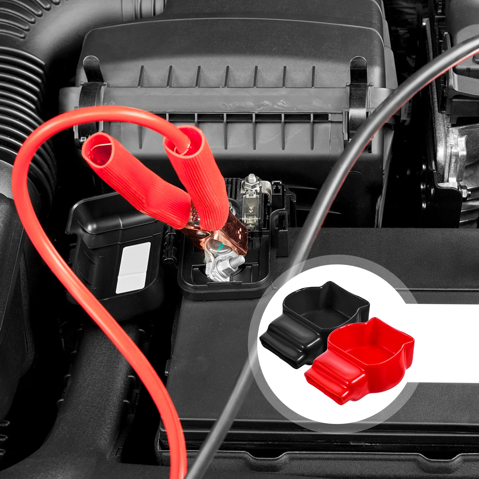 

2pcs Terminal Protector Covers Insulated Flame Retardant Pvc Durable Caps For Car Truck Boat Motorcycle Marine Auto