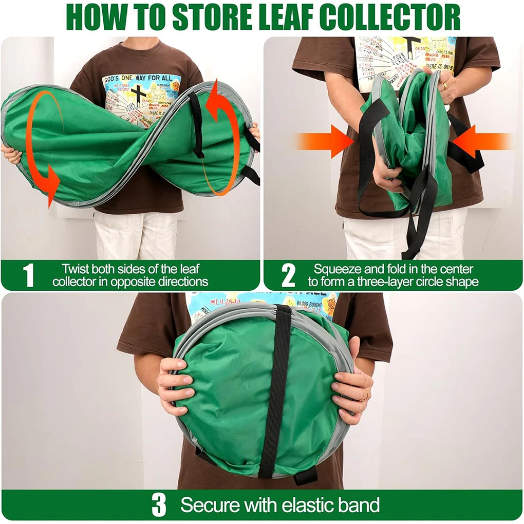 잎 수집 가방 먼지받이 대형 정원용 낙엽 수집 가방 재사용 가능한 쓰레기 수거 파우치 손잡이 포함 접이식 쓰레기통